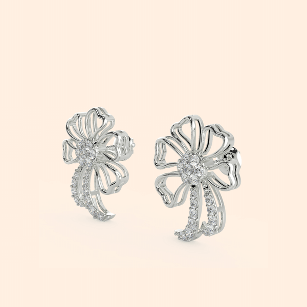 Antique Silver Flower Stud Earrings