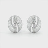 Button Net Silver Stud Earrings