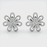 Silver Crisp Floral Stud Earrings