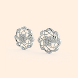 Adorable Silver Floral Stud Earrings