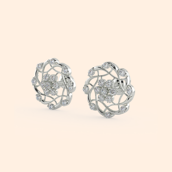 Adorable Silver Floral Stud Earrings