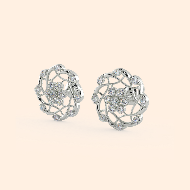 Adorable Silver Floral Stud Earrings