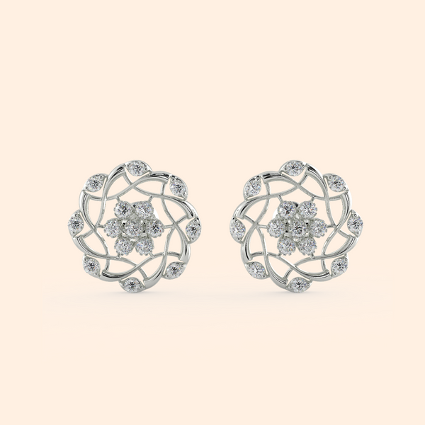 Adorable Silver Floral Stud Earrings
