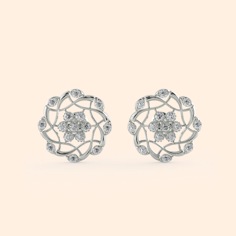 Adorable Silver Floral Stud Earrings