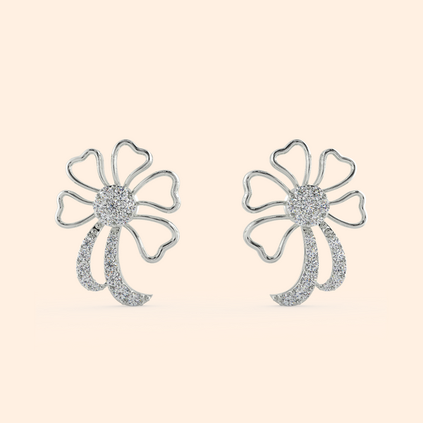 Antique Silver Flower Stud Earrings