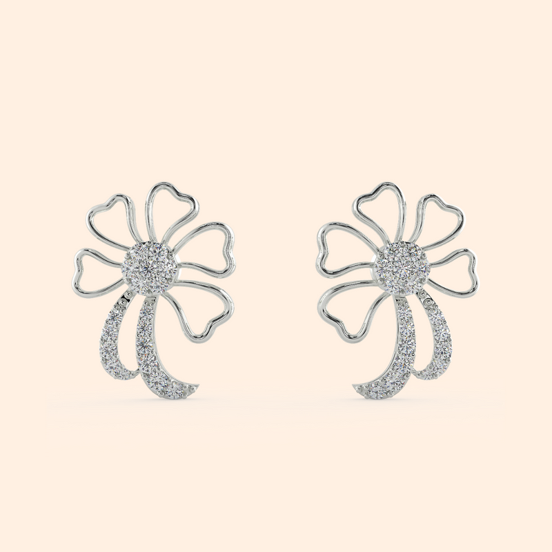 Antique Silver Flower Stud Earrings