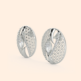 Button Net Silver Stud Earrings