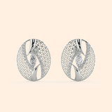 Button Net Silver Stud Earrings