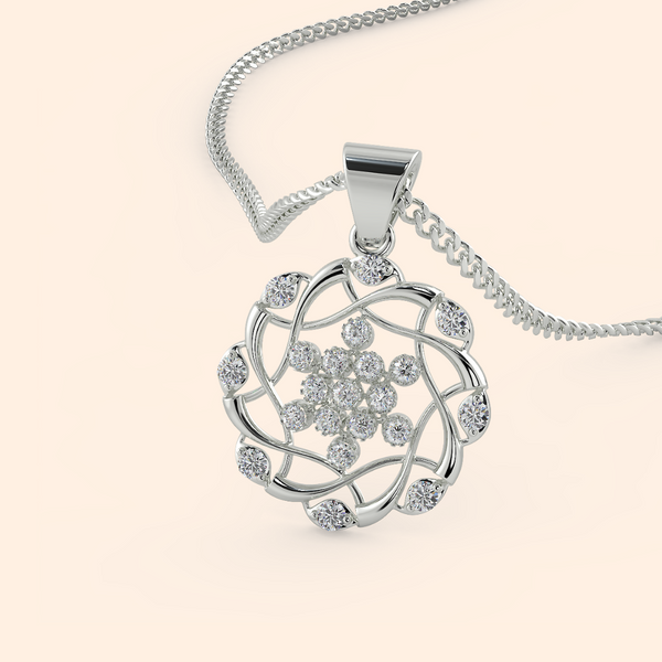 Chunky Round Floral Design Silver Necklace Set