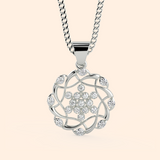 Chunky Round Floral Design Silver Necklace Set