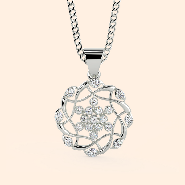 Chunky Round Floral Design Silver Necklace Set