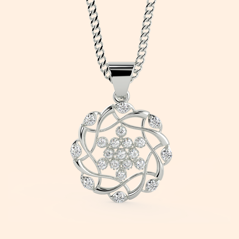 Chunky Round Floral Design Silver Necklace Set