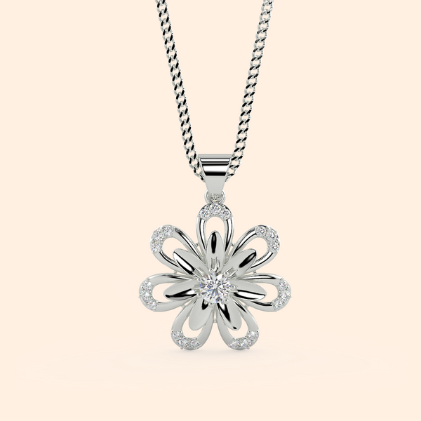 Glossy Zircon Floral Pendant Necklace Set