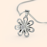 Glossy Zircon Floral Pendant Necklace Set