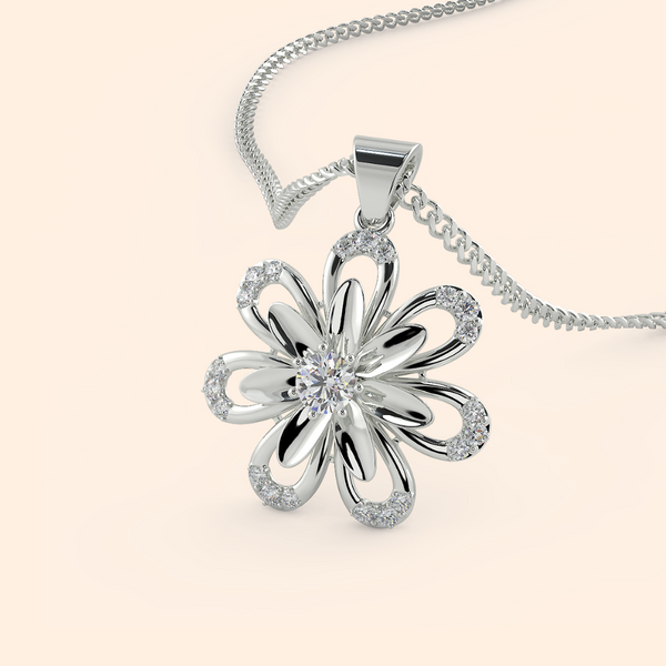 Glossy Zircon Floral Pendant Necklace Set
