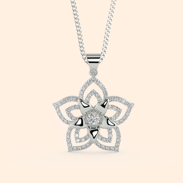 Precious Floral Star Chain Silver Necklace Set