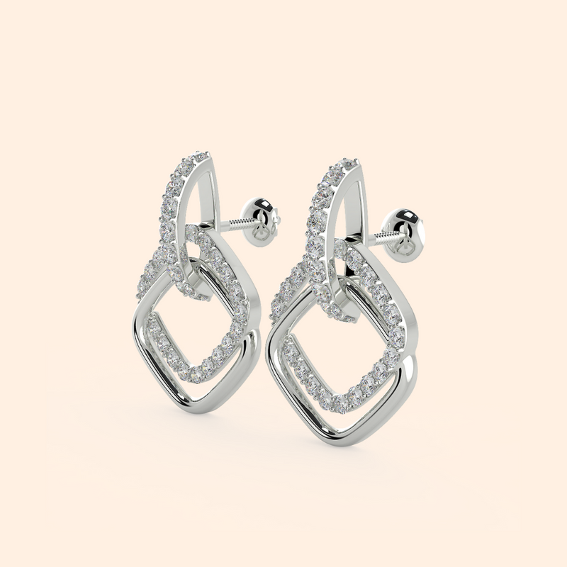 Premium Geometric Shape CZ Crystal Stud Earrings