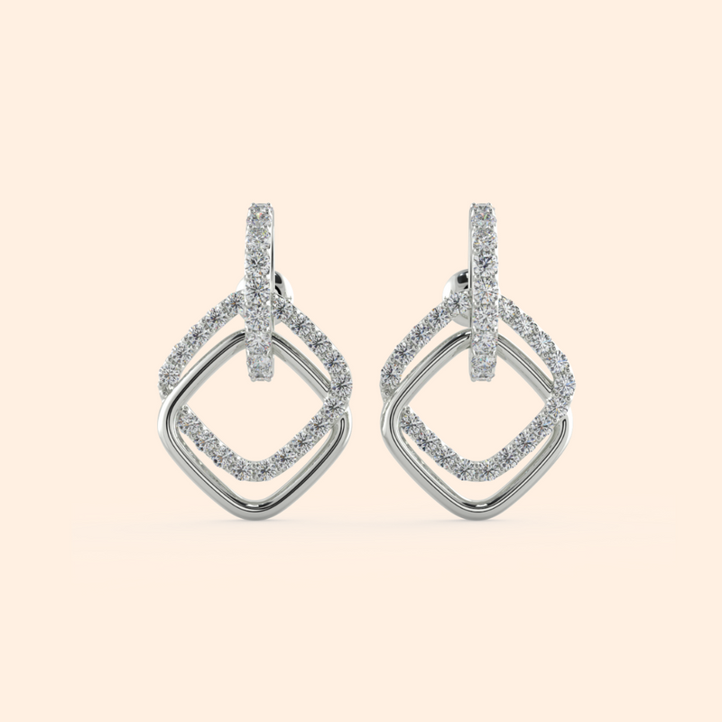 Premium Geometric Shape CZ Crystal Stud Earrings