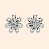 Silver Crisp Floral Stud Earrings