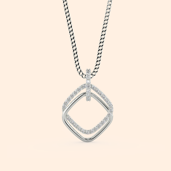 Square Geometric Shape Crystal Chain Necklace Set