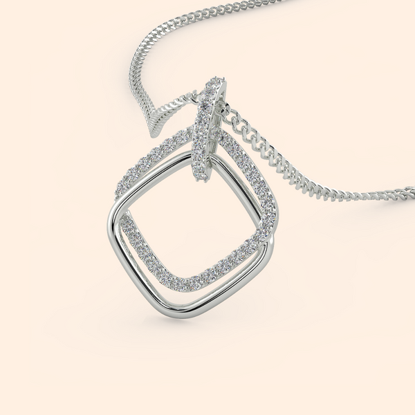 Square Geometric Shape Crystal Chain Necklace Set