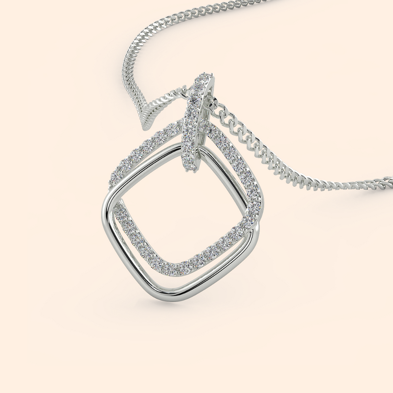 Square Geometric Shape Crystal Chain Necklace Set